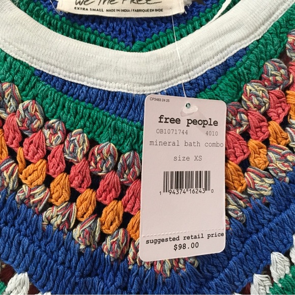 We The Free Spring Bound Crochet Knit Yoke Raglan Sleeve Tee Top XS - Picture 7 of 8